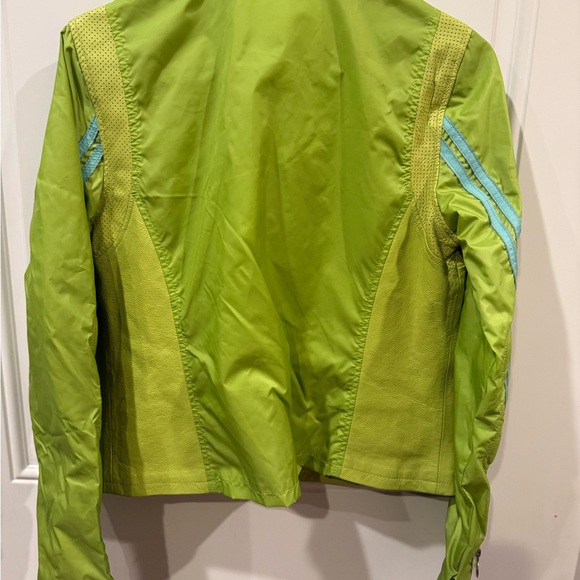 Wilsons Leather Green Jacket with Blue Stripes - Picture 5 of 9